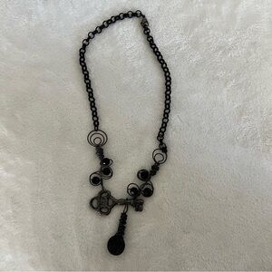 Vintage Creative Co Op Black Chain Necklace Made With Twisted Wire Skeleton Key